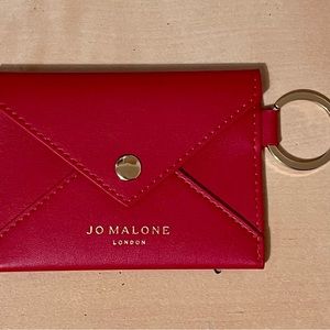 Jo Malone London Cherry Red Leather Coin Purse Key Chain Envelope Style w/ Snap